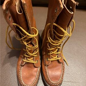 Brown Leather Lace-Up Boots